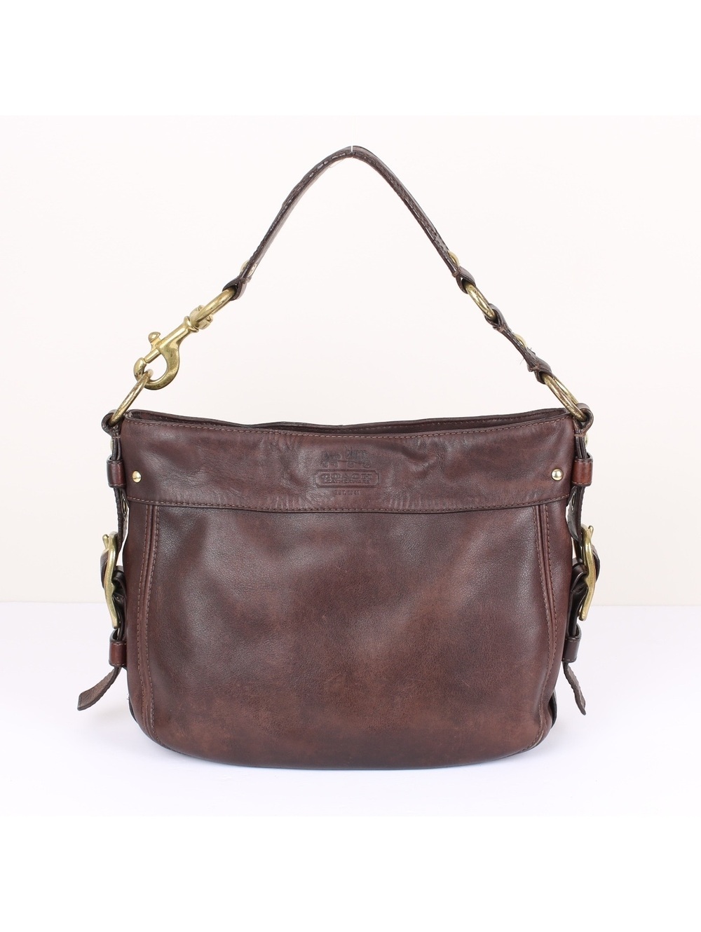 Vintage Coach Zoe Medium Dark Brown Leather Hobo Shoulder Bag Handbag 12671